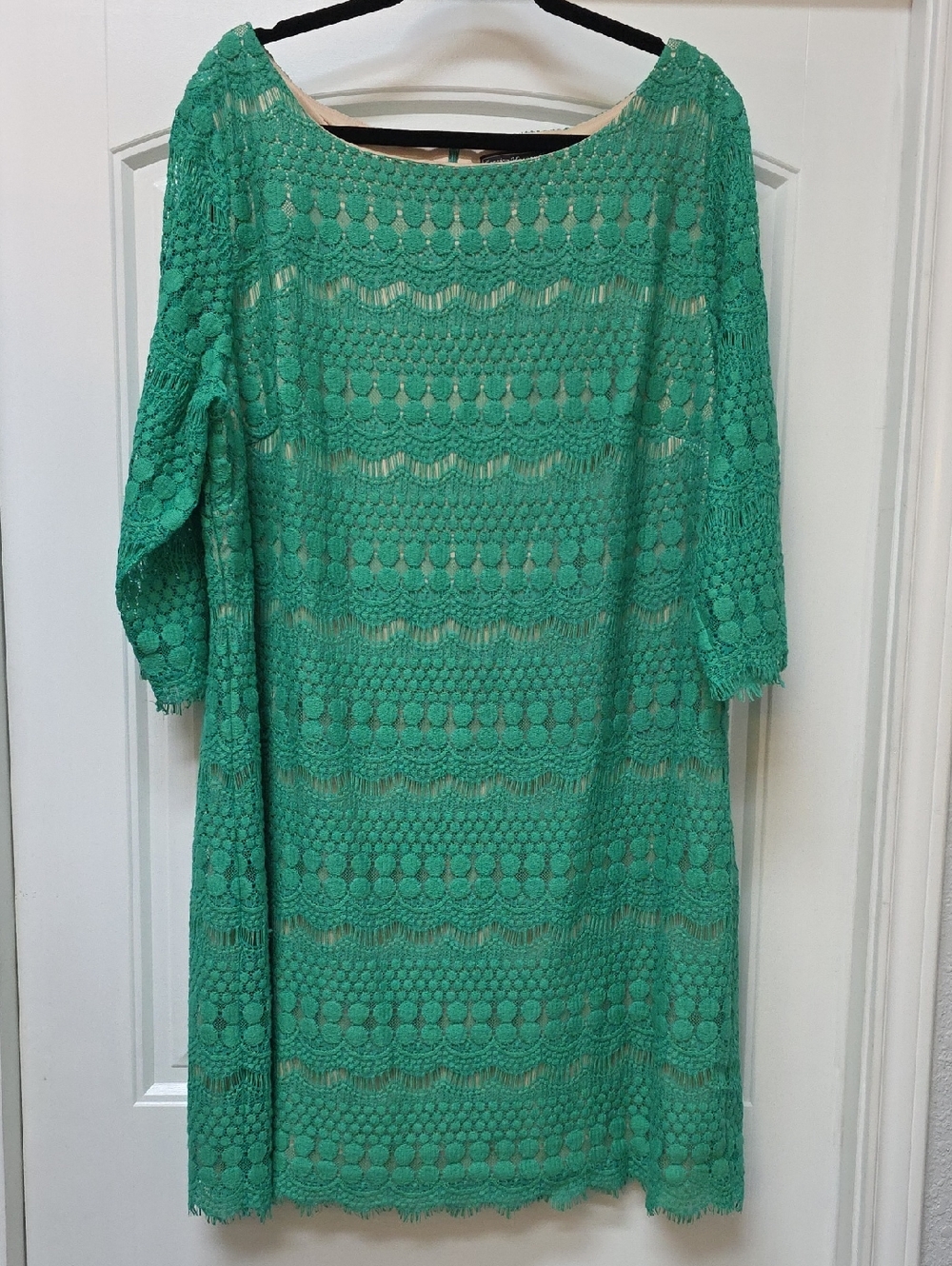 Jessica Howard Green Lace Overlay Shift Dress - Sz 24W